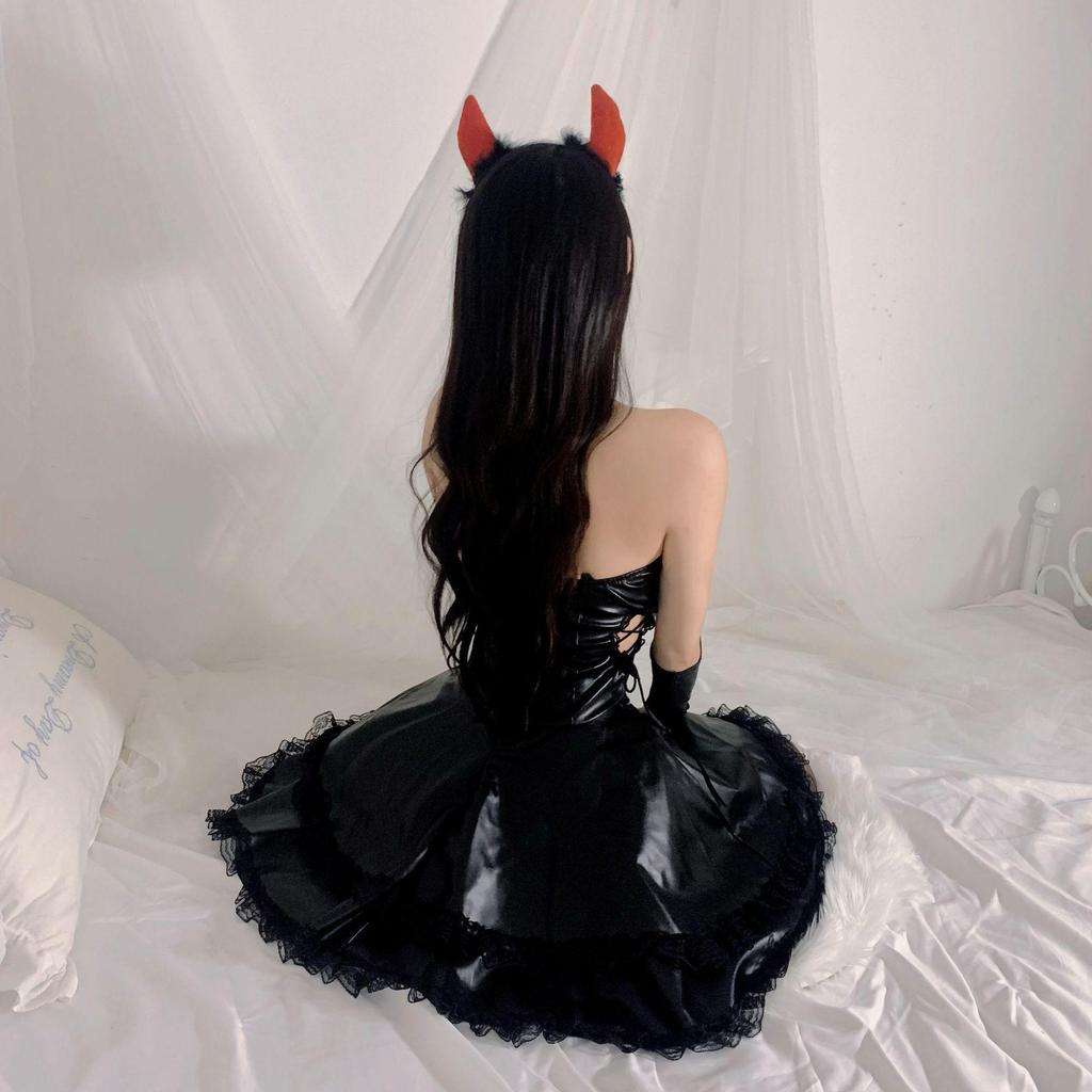 Sexy Shiny Little Devil Christmas Cosplay Skirt Streamer Uniform for Women