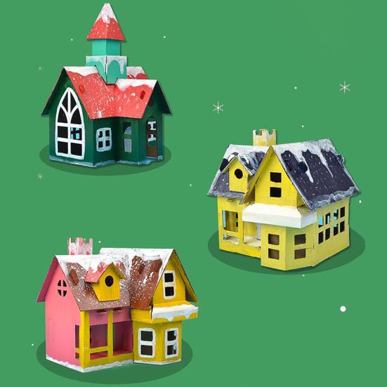 1 Set Interactive Handmade DIY Assembly Kit Paper Creative House Shape DIY Assembly Accessories for Children