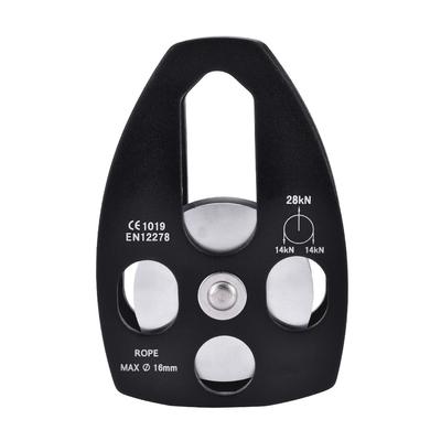 Outdoors Climbing 32KN Rescue Pulley Single Sheave with Swing Plate (Black)