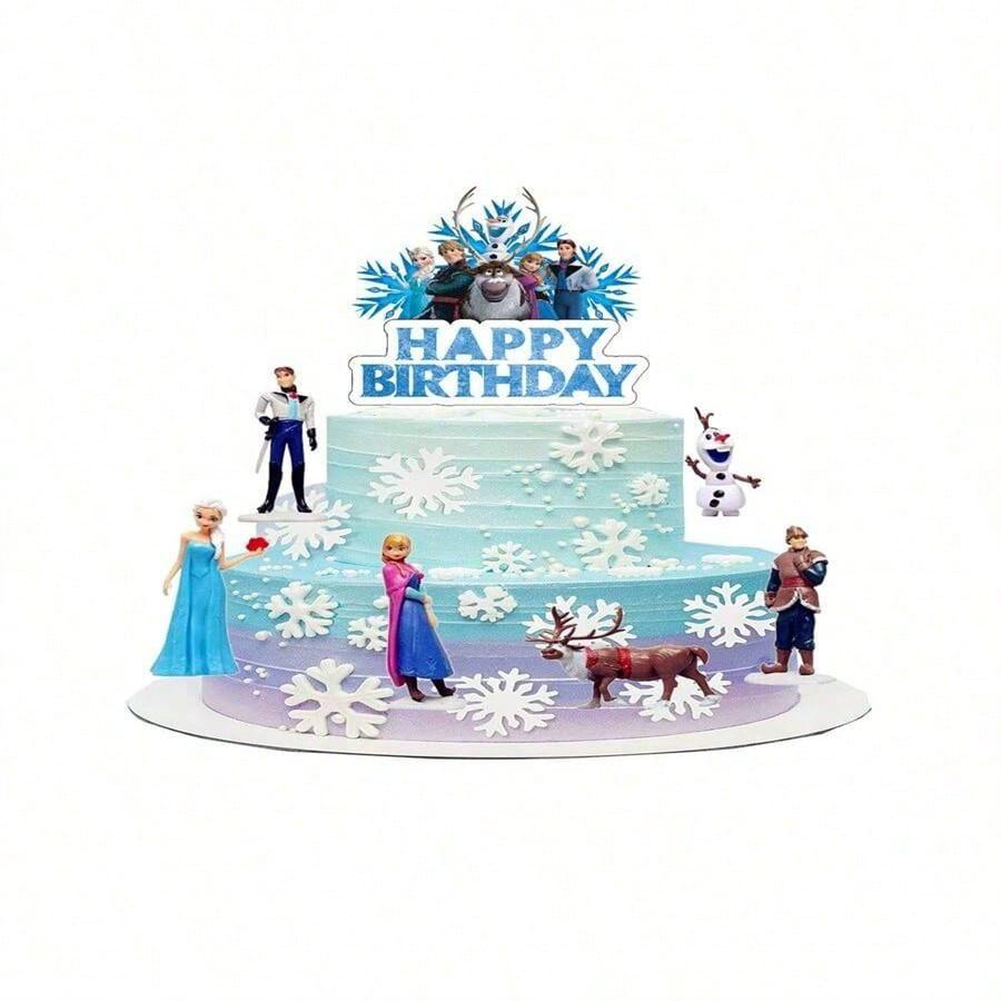Elsa & Anna Frozen Cake Decoration Set: Large & Small Toppers