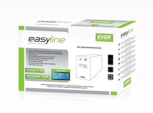 Zasilacz awaryjny UPS Ever Line-Interactive EASYLINE 650 AVR 2xSCH USB RJ-11 LCD Bl