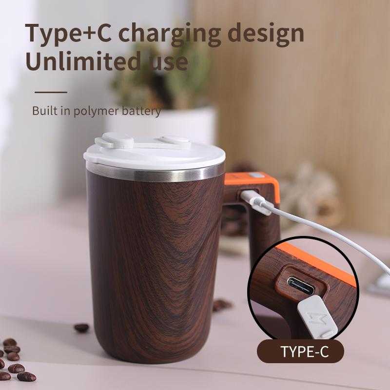 Magnetic Self-stirring Coffee Cup Portable Automatic Mixing Cup Rechargeable Self-stirring Cup with Constant Temperature Heating
