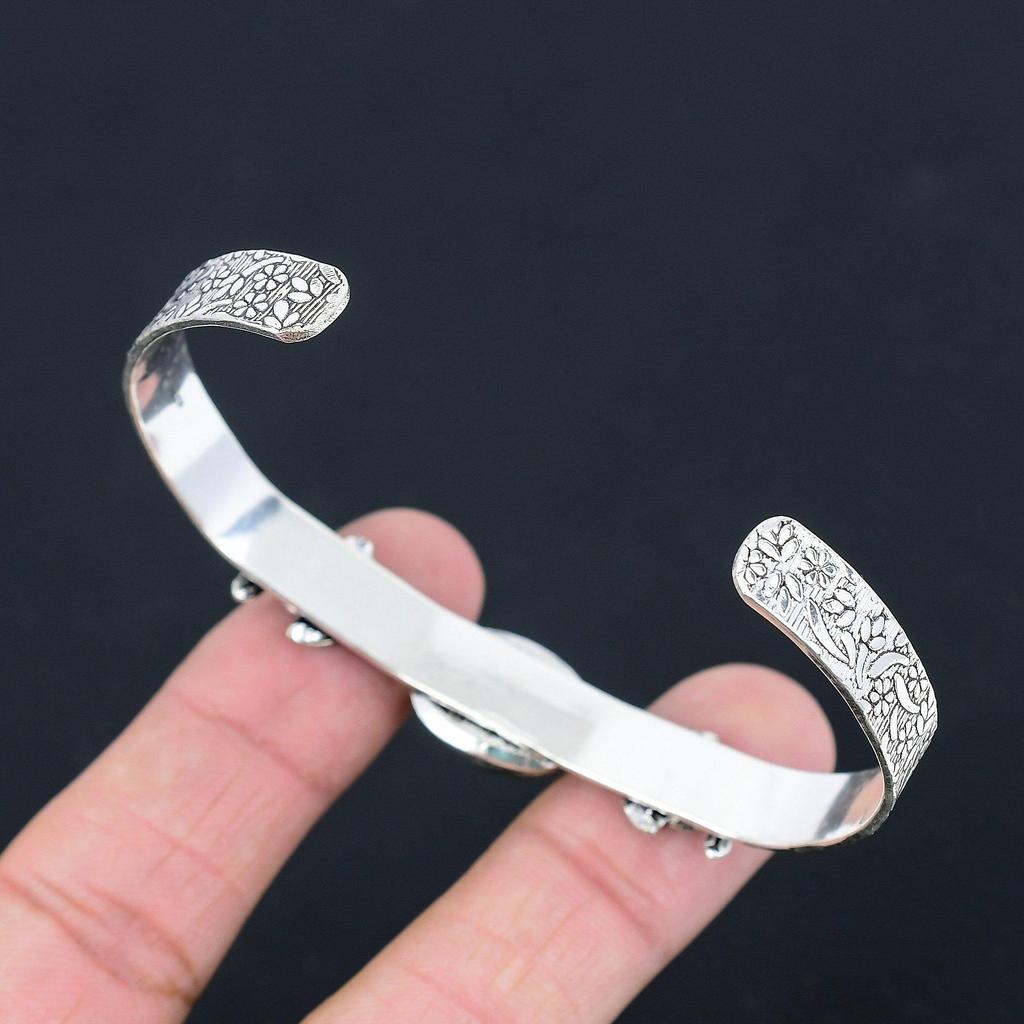 Halloween Sale Oval Golden Rutile Gemstone New Flower Bangle 925 Sterling Silver