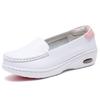 Thick-soled nurse shoes women's leather wedge heel air cushion soft sole non-slip, breathable and not tired feet flat-soled heightening comfortable