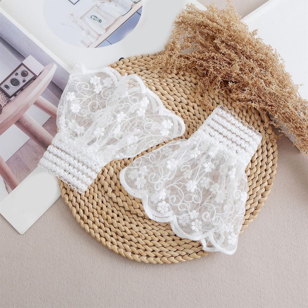 Embroidery Lace Flower Arm Sleeves Comfortable Elastic Armwear Wrist Cuffs Sleeves for Women Casual and Formal Occasion