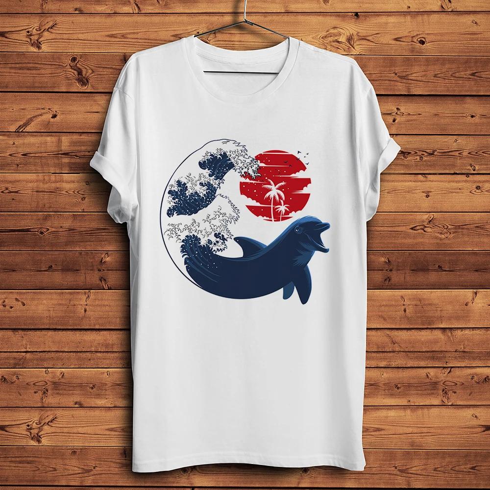 Turtle Shark Dolphin Orcas In Sunset Great WaveFunny Natural TShirt UnisexOneck Casual Short TeeUnisex Streetwear TShirt