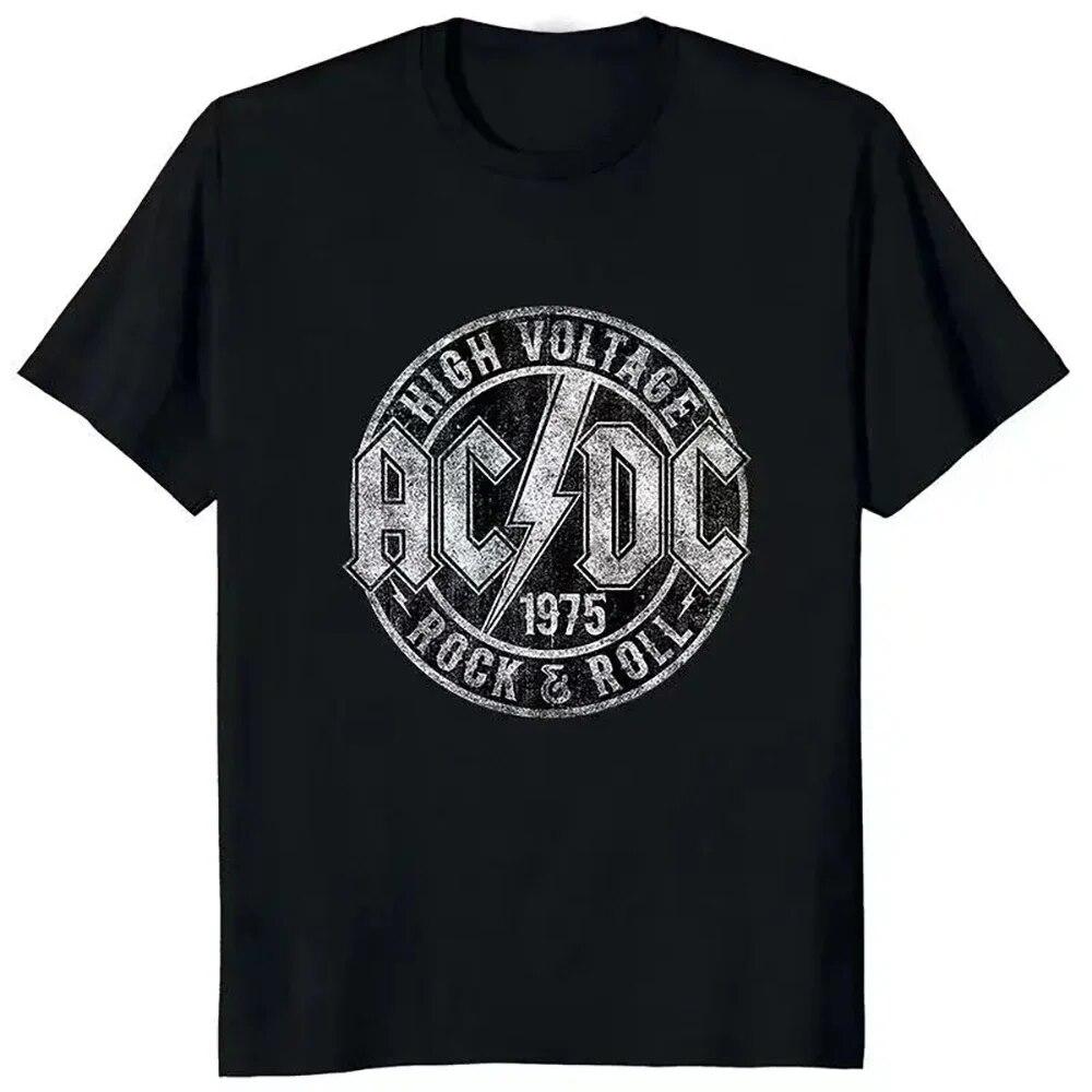 Ac Hochspannung 1975 Dc Schwarz Unisex T-Shirt Heißer Verkauf Sommer Kurzarm Cooles Hip Hop Streetwear T-Shirt Hipster Korea 01336 Unisex