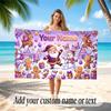 Christmas Theme Quick Dry Beach Towel Custom Name Text Print Large Sand Resistant Towel Beach Vacation