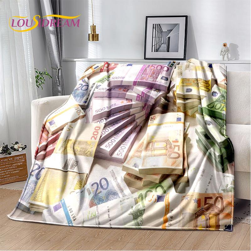 Zengin Dolar Euro Pound Para 3D Karikatür Battaniye, Yumuşak Atmak Battaniye Ev Yatak Odası Yatak Kanepe Piknik Ofis Seyahat Kapak Hediye Çocuk