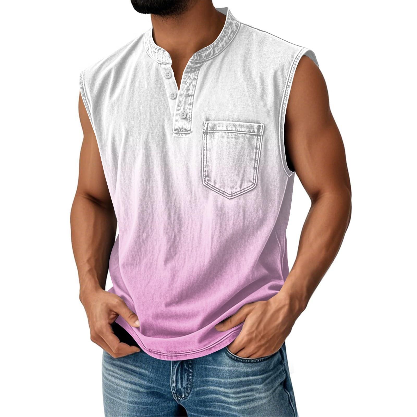 

Мужская состаренная рубашка без рукавов с градиентным принтом XL розовый