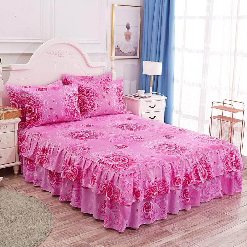 Korean-Style Brushed Princess Bed Skirt - Double-Sided Thickened Simmons Cover