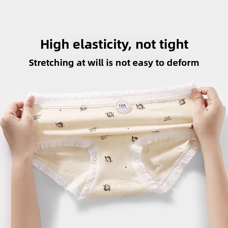 Ladies Spring and Autumn Cartoon Print 10A Antibacterial Extended Crotch Breathable Naked Comfortable Briefs