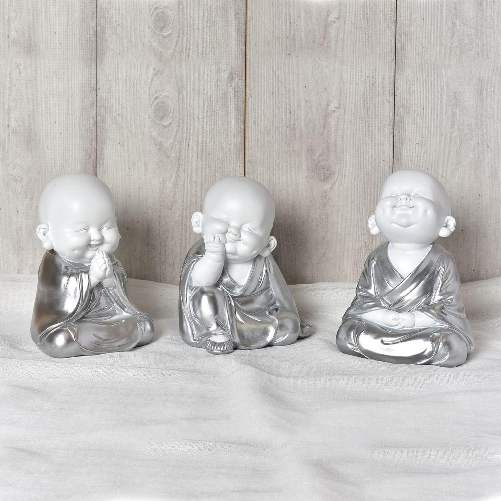 Hestia White & Silver Buddha - Hand On Chin