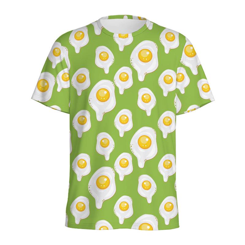 Multi Color Eggs 3D Printed T Shirt For Men Womens Kids Cartoon Fried Egg Graphic Tees Tops Short Sleeves Round Neck T-shirt