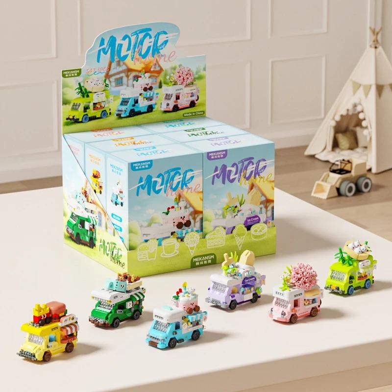New Cute Pet Rocking Creative Interesting Food Travel Rv Car Building Blocks Toy Children'S Car Model Display Christmas Gift