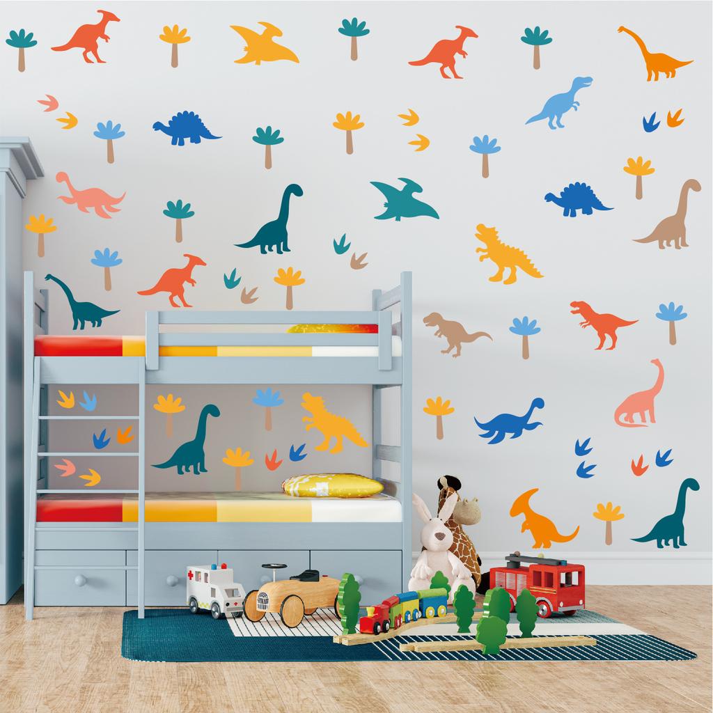 Dinosaur wall stickers cute cartoon anti-collision self-adhesive kindergarten baby wardrobe children's room decoration self-adhesive wall stickers