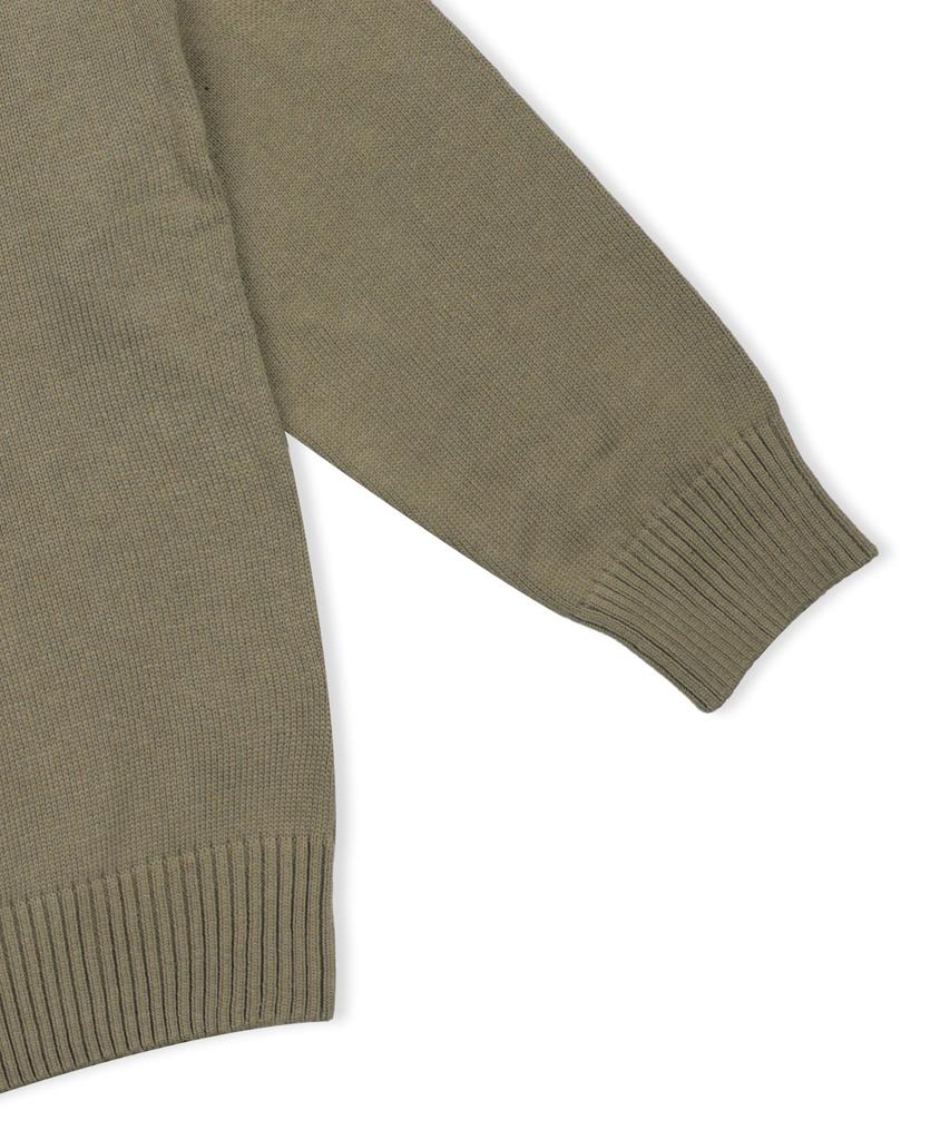 GLACK Gnt070 Vhs Line Embroidery Crew Neck Knit (Olive)