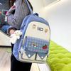 Korean Mori Style Color Block Backpack Set: Large Capacity, 5-Piece, for Students (Elementary To High School)