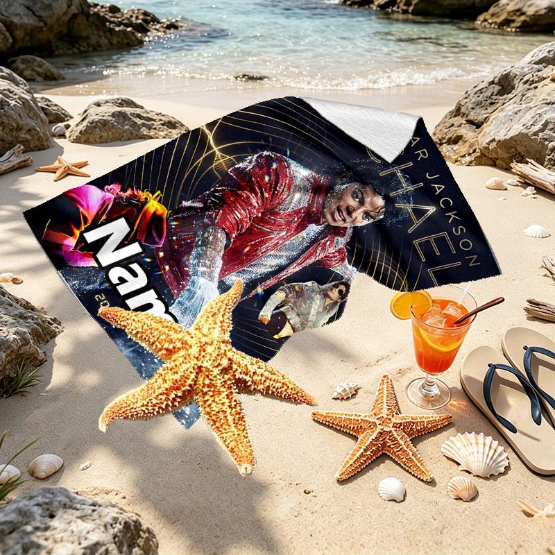 Individualus pavadinimas, personalizuotas Michael Jackson spaudinio paplūdimio rankšluostis, kelionei, stovyklavimui, paplūdimio vakarėliui, namų dekoravimui, gimtadienio dovana šeimai ir draugams