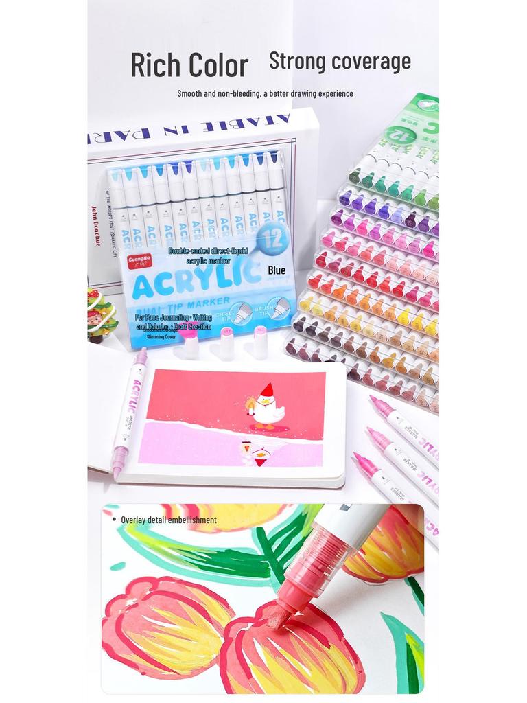 Guangna 8109 Stackable Double-ended Acrylic Marker Pens for DIY Doodling, Journaling, and Art