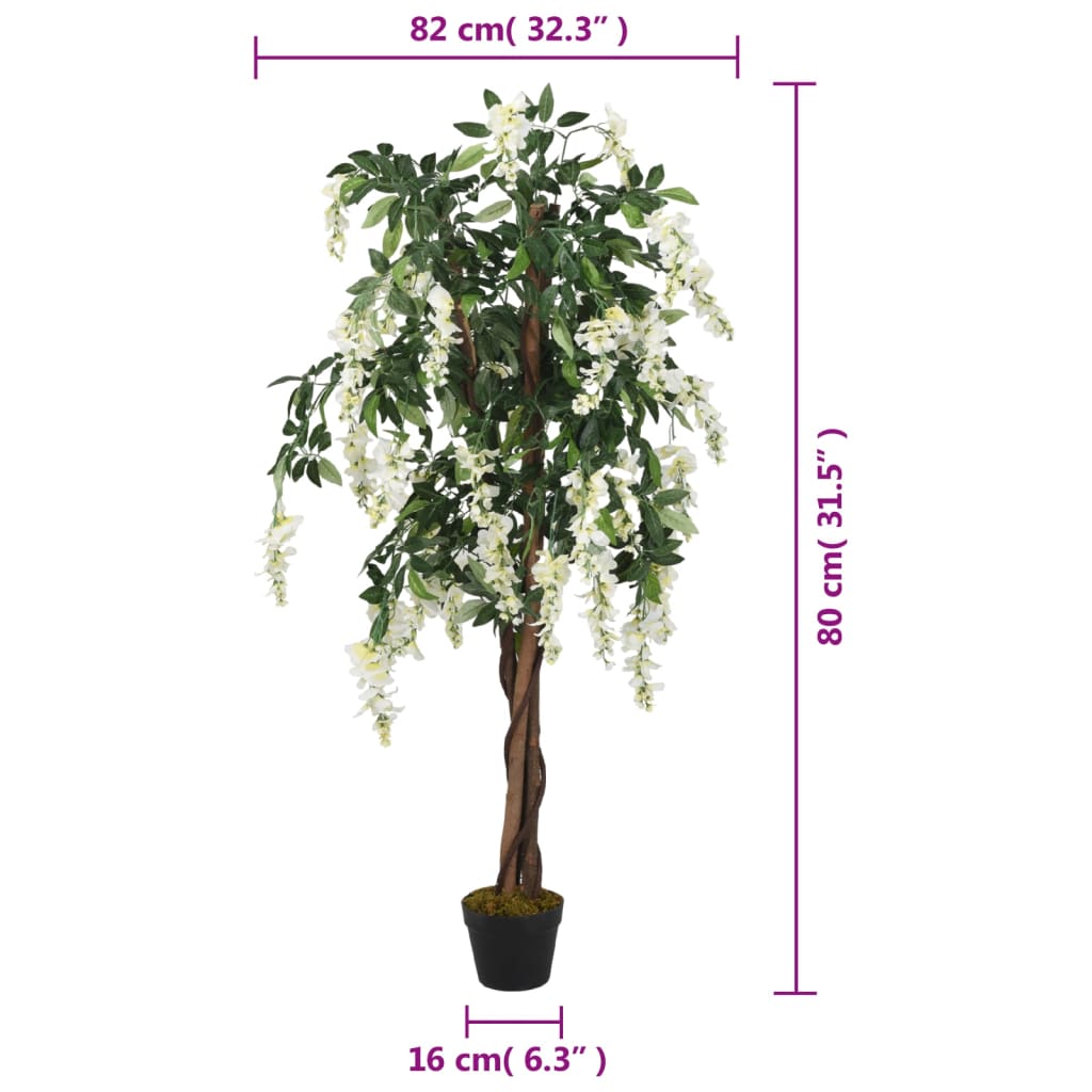Vidaxl Glicine Artificiale, 560 Foglie, 80 Cm, Bianco-Verde