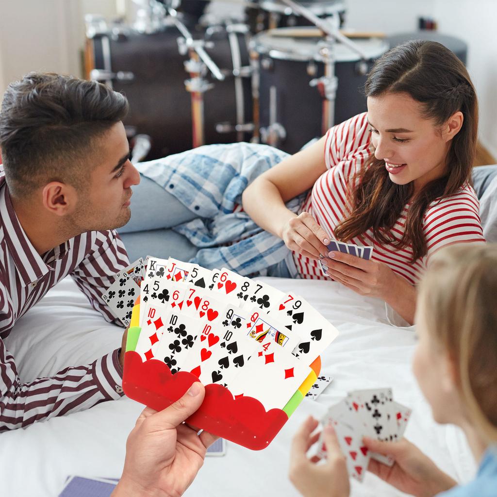 4 Stück Spielkartenhalter 3-lagiges Design Wiederverwendbarer Spielkartenhalter Handgelenk- oder Tischkartenhalter für Familienfeier Kartenspiel