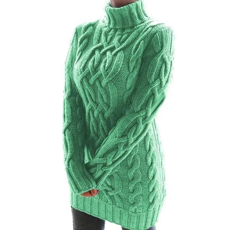 Autunno moda solido vintage manica lunga abbigliamento elegante lavorato a maglia vestito da donna inverno caldo maglione a collo alto abiti 30352