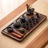 Haofeng 2025 New Chinese Ceramic Tea Set with Solid Wood Tray