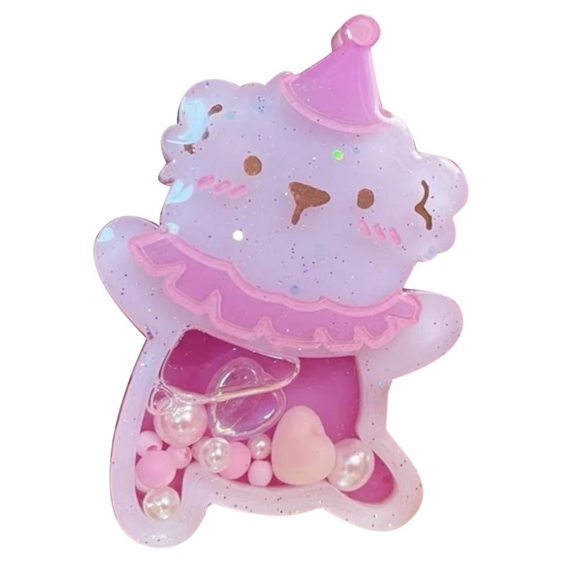 Cute Circus Bear Ornament Quicksand Silicone Epoxy Mold  Keychain Pendant Jewelry Craft Mould for Birthday Gift