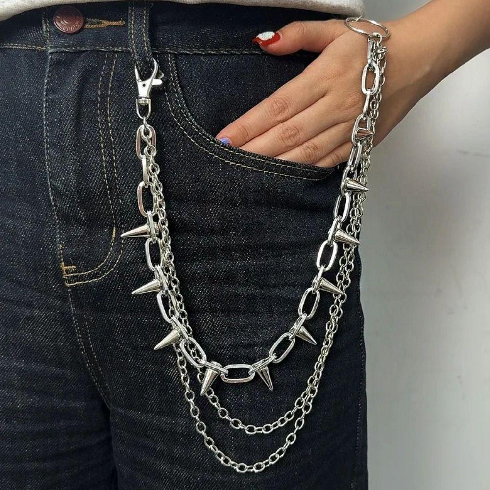 Studded Rivet Studded Pants Chain Zinc Zinc Zinc Alloy Punk Belt Chain Fashion Jeans Chain Male