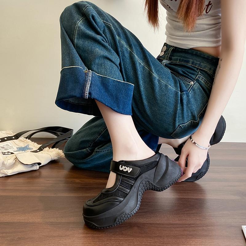 Fashion CRLAYDK Wedge Slip On Mules for Women House Slippers Lace Backless Walking Loafers Outdoor Height Increase Casual Ladies Slides
