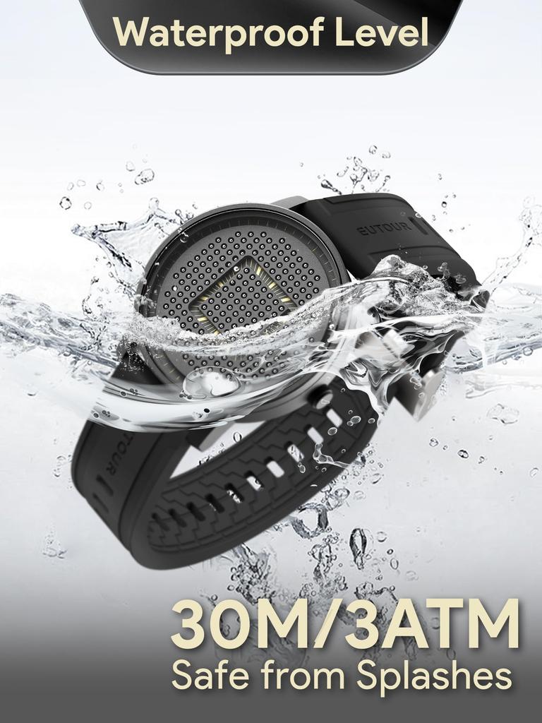 EUTOUR Magnetic Casual Quartz Watch with Magnetic Ball 40mm Rubber Black Men's Watch, Creative, Stylish, Simple, Design, Dial, Band,