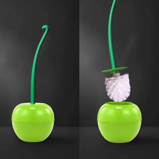 Yousheng Cherry Shape Toilet Brush with Holder Bowl Long Handle Design Comfortable Grip Household Bathroom Cleaning Tool Cleaner