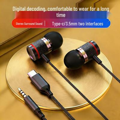 Type-C Metal In-Ear Earphones with Heavy Bass and Wired Remote Control
