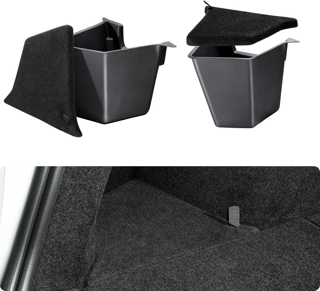 Trunk Organizer for Tesla Model 3 2026 Highland Trunk Storage Bins with TPE Lid Waterproof Rear Trunk Side Storage box 2PCS