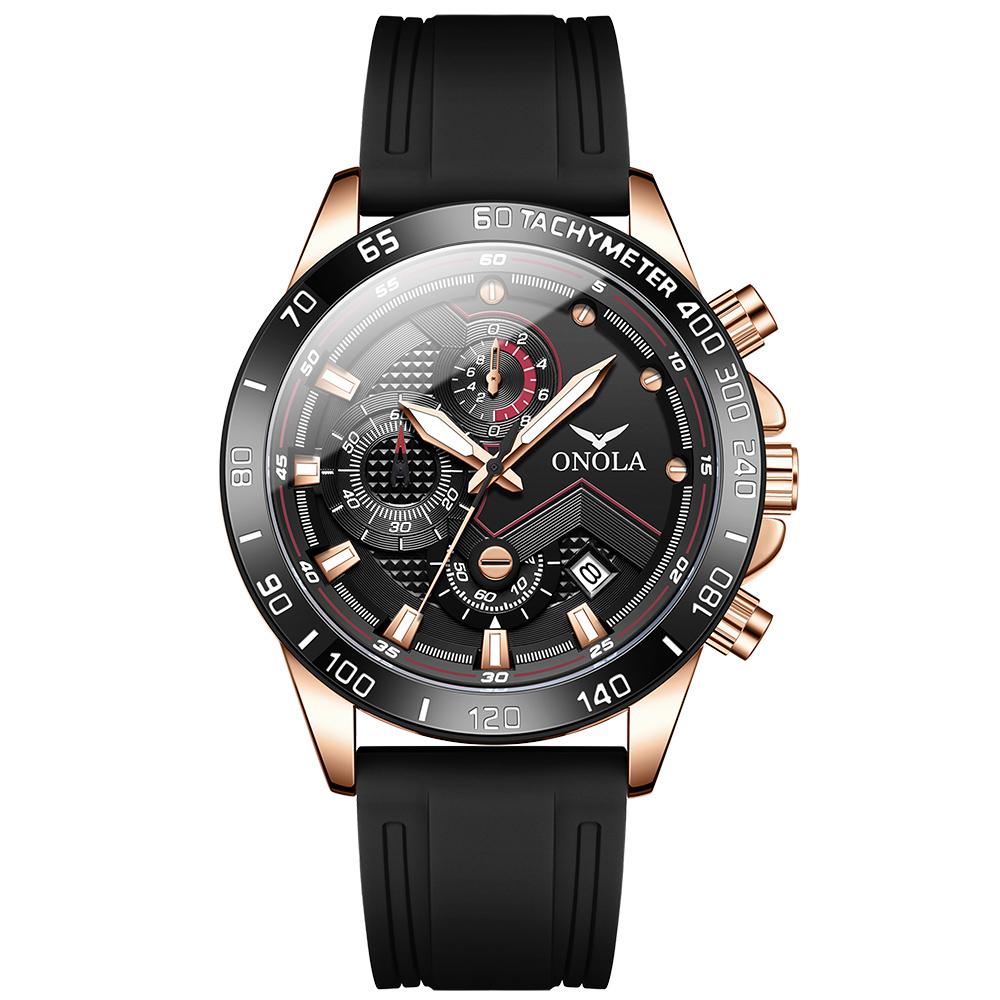 ONOLA multifunctional racing watch dial strap date night light waterproof outdoor sports quartz watch
