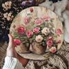 1 Piece 2D Wooden Hanging Sign Potted Rose Theme 8 Inch Round Sign Home Bar Garage Cafe Garden Decoration