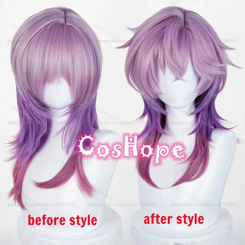 Durin Cosplay Wig 55cm Long Purple Gradient Wig Cosplay Anime Heat Resistant Synthetic Wigs for Halloween Carnival Party Costume