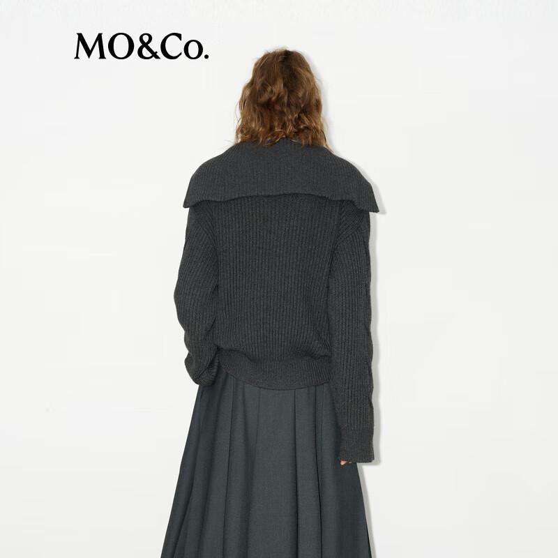 MO&Co. Acetate Cashmere Blend Zip-Up Pullover Sweater