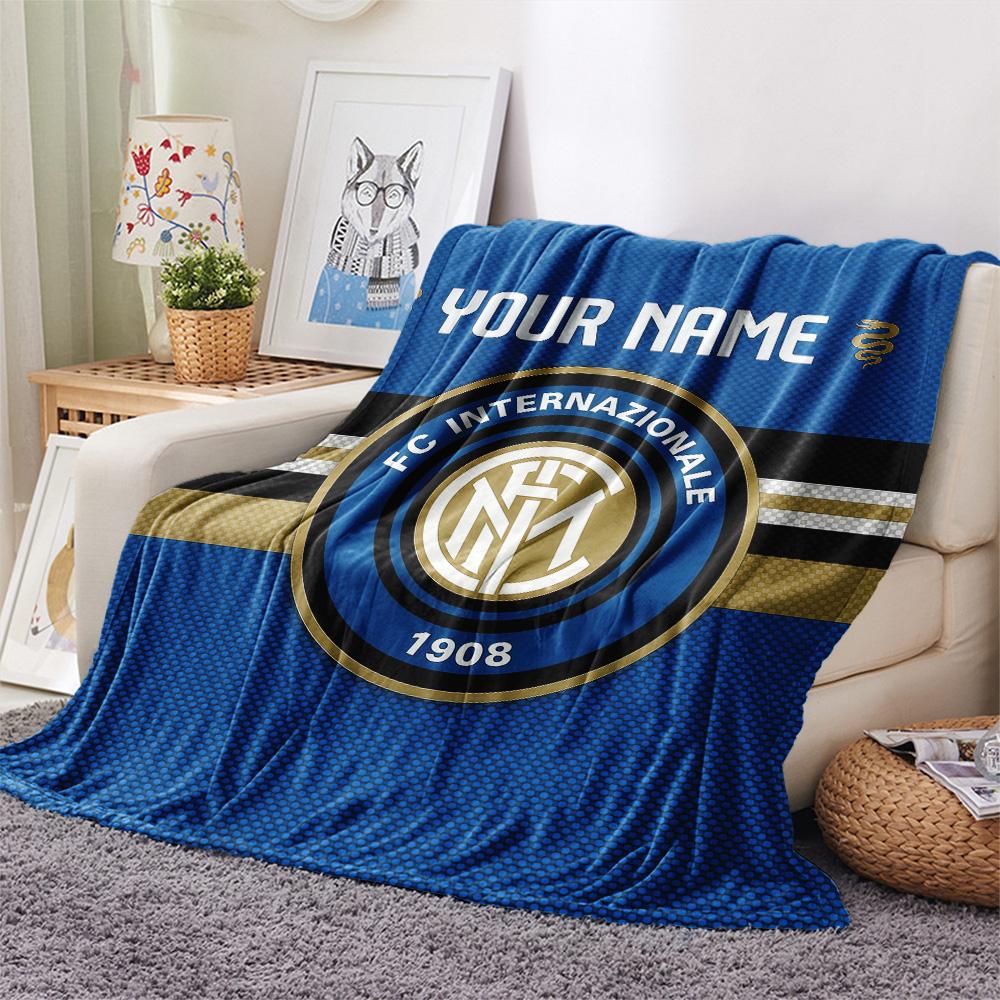 Benutzerdefinierter Name Inter Mailand 2 Flanelldecke, Hohe Qualität, Bequem für alle Jahreszeiten, Heimdekoration, Wärme und Komfort