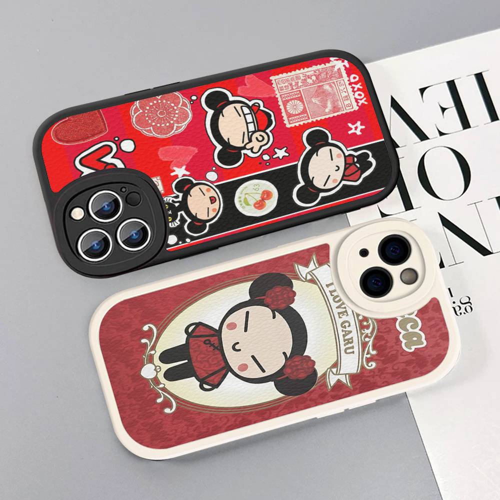 Popular Animation P-Pucca Phone Case For IPhone 16 15 14 13 12 11 Pro Max Plus Leather Soft Cover