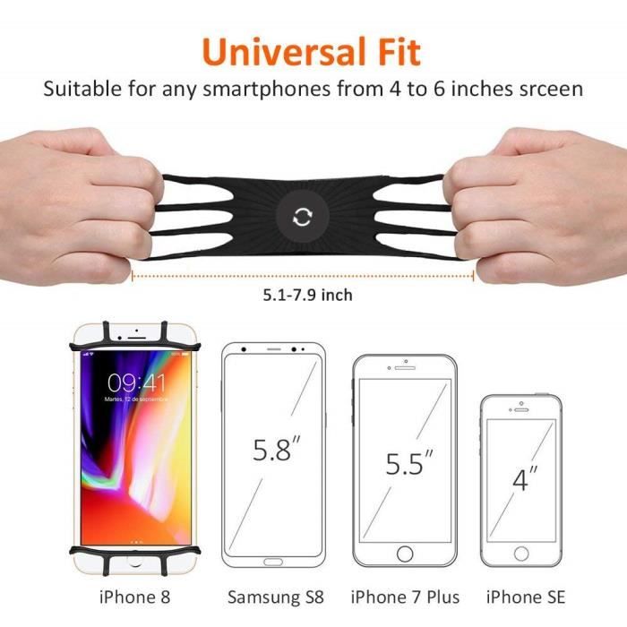 Bike Phone Holder - Universal Silicone 360° Rotation - 4.0-6.5 Inch Smartphones Black