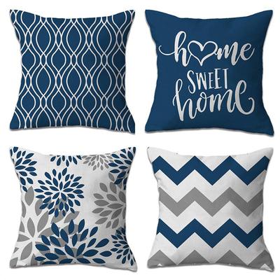 Throw Pillow Case Striped Blue White Gray Geometric Abstract Cushion Covers For Home Sofa Chair Decorative Pillow Cases