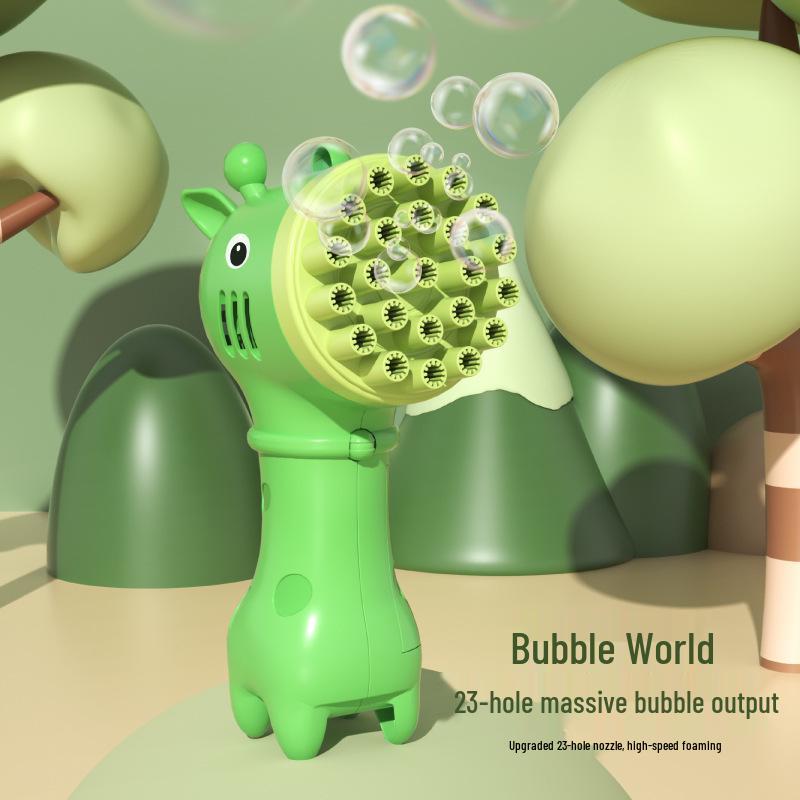 23-Hole Giraffe Bubble Machine & Cartoon Fan Toy for Kids