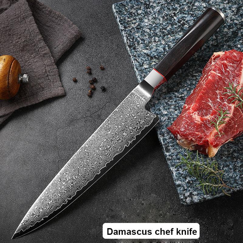 8 Inch Japanese Chef Knife 67 Layer Damascus Steel Sharp Slicing Knife Meat Fish Cooking Kitchen Accessories With Wooden Handle