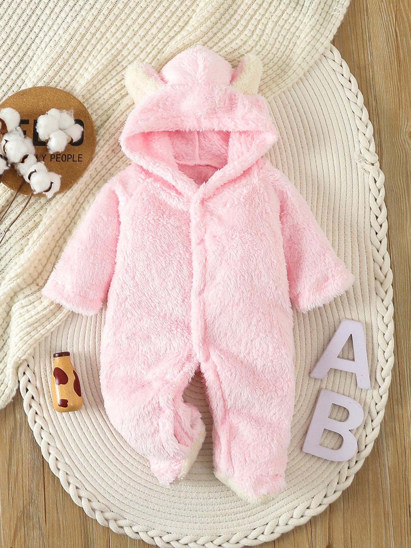 

Unisex Baby Flannel Footed Romper – Autumn/Winter Fuzzy Onesie Crawl Suit 3 Months розовый