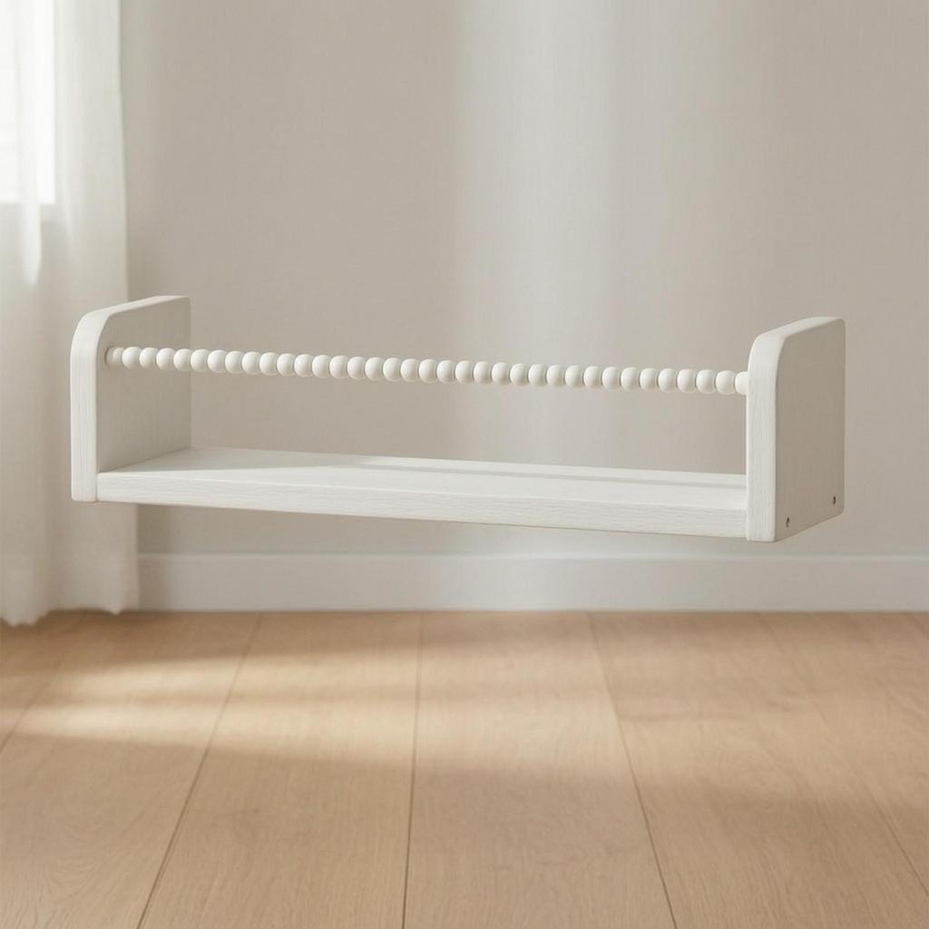 Wall-Mounted Wooden Storage Shelf Child-Friendly Wall with Bead