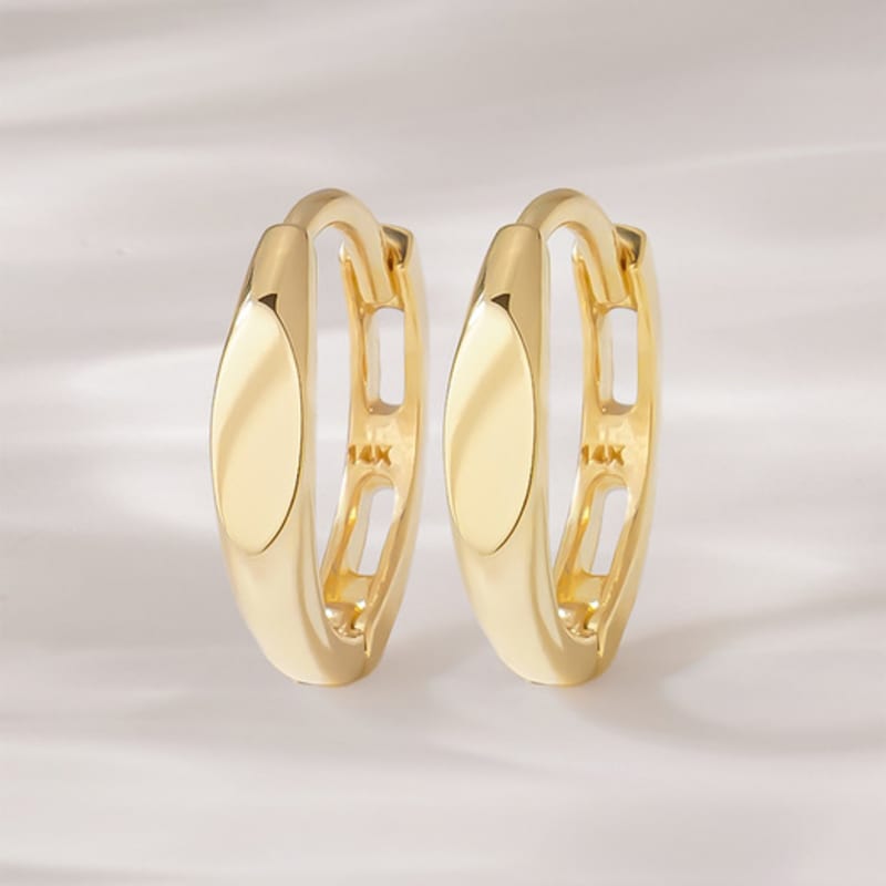 

JEWNEL 14K Fabian Flat-Cut Edge Point One-Touch Ring Earrings yellow gold