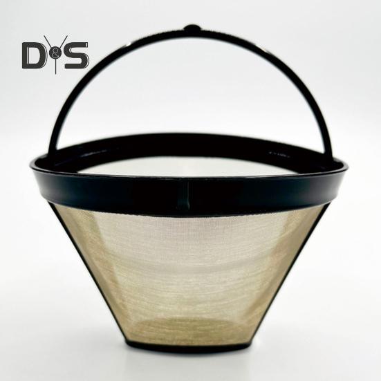 Filtru de cafea din oțel inoxidabil pentru aparat de cafea, reutilizabil, cu mâner încorporat, fără BPA, plasă fină, strecurătoare de cafea, coș de filtru pentru aparat de cafea