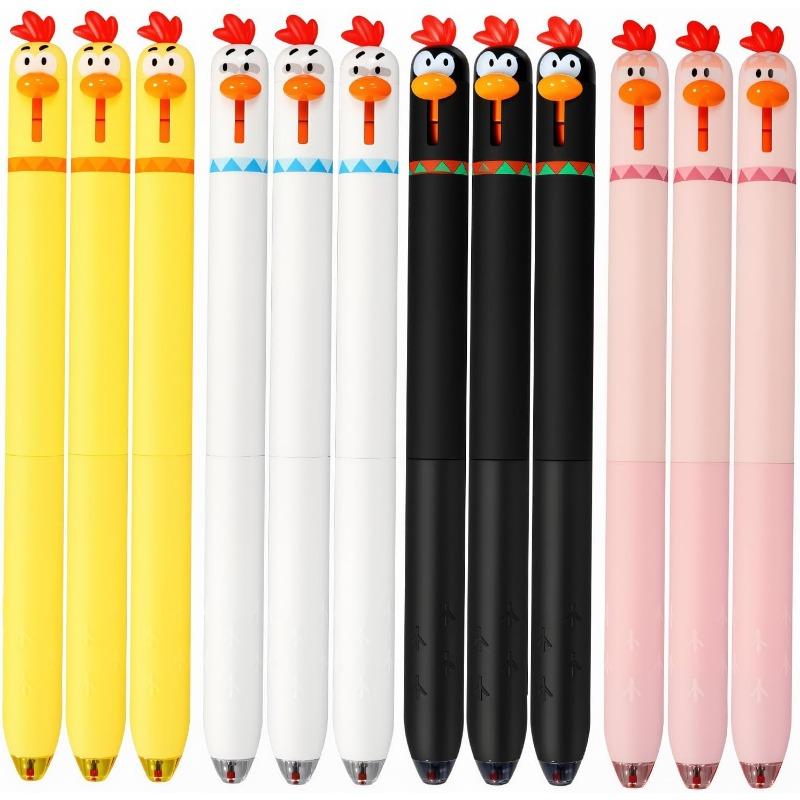 

12pcs Funny Chicken Retractable Gel Pens Cute Novelty Pens with Beak Click, 0.5mm Fine Point Black Ink, Cartoon Writing Pens